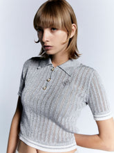 Casablanca Silver Knitted Short-Sleeve Polo Shirt