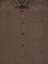 Ferragamo Brown Button-Up Shirt in Matt Satin Lyocell