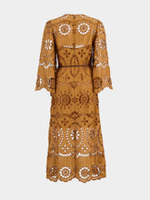 Zimmermann Tan Pop Embroidered Midi Dress