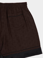 Ferragamo Espresso Silk Monogram Bermuda Shorts