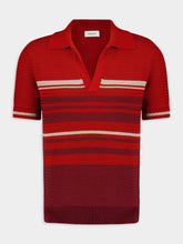Ferragamo Rust and Red Striped Cotton Knit Polo