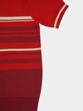 Ferragamo Rust and Red Striped Cotton Knit Polo