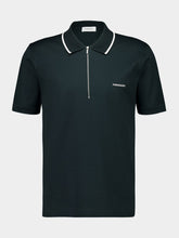 Ferragamo Moss Green Piqué Cotton Polo with Zip