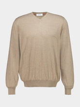 Ferragamo Sand Mélange Virgin Wool V-Neck Sweater