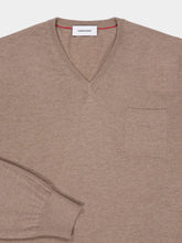 Ferragamo Sand Mélange Virgin Wool V-Neck Sweater