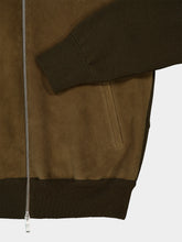 Ferragamo Olive Green Suede Knit Blouson