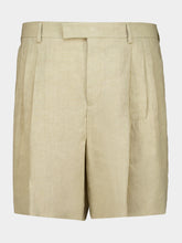 Ferragamo Stone Linen Tailored Bermuda Shorts