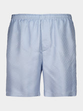 Ferragamo Light Denim Silk Monogram Bermuda Shorts