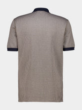 Ferragamo Navy Micro Check Silk Polo