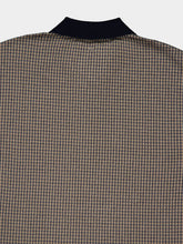 Ferragamo Navy Micro Check Silk Polo
