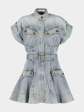 Zimmermann Sea Foam Utility Denim Mini Dress