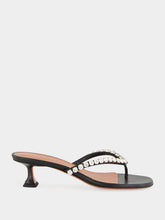 Amina Muaddi Black Gigi Thong Sandals with Crystals