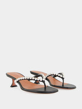 Amina Muaddi Black Gigi Thong Sandals with Crystals