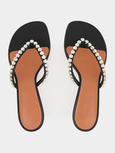 Amina Muaddi Black Gigi Thong Sandals with Crystals