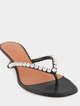 Amina Muaddi Black Gigi Thong Sandals with Crystals