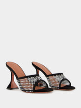 Amina Muaddi Lupita Crystal 95 Mules in Black Suede