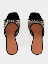 Amina Muaddi Lupita Crystal 95 Mules in Black Suede