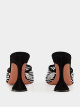 Amina Muaddi Lupita Crystal 95 Mules in Black Suede