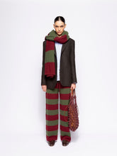 Mira Cabernet and Peacoat Striped Knitted Wide-Leg Pants