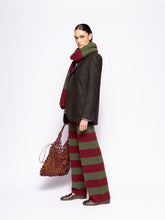 Paula Mira Cabernet and Peacoat Striped Knitted Wide-Leg Pants