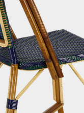 L.Drucker Blue and Green Woven Rattan Dining Chair