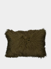 Maison de Vacances Khaki Tibetan Goat Hair and Linen Cushion