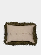 Maison de Vacances Khaki Tibetan Goat Hair and Linen Cushion