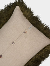 Maison de Vacances Khaki Tibetan Goat Hair and Linen Cushion