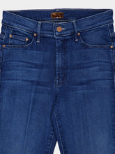 Mother Blue Flared Jeans in Nip It Wash