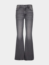 Mother Faded Grey Mid-Rise Flare Jeans
