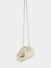 Amina Muaddi Almond Camelia Pouch in Nappa with Silver Hardware