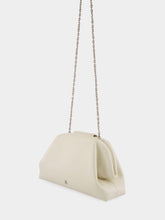 Amina Muaddi Almond Camelia Pouch in Nappa with Silver Hardware