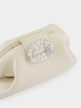 Amina Muaddi Almond Camelia Pouch in Nappa with Silver Hardware