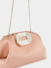 Amina Muaddi Powder Satin Camelia Clutch Bag