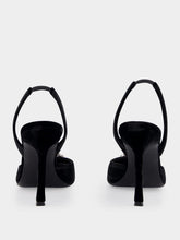 Amina Muaddi Black Camelia Sling 90 in Velvet