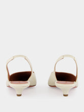 Amina Muaddi Almond Jamie Slingback Mid-Heel Pumps