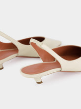 Amina Muaddi Almond Jamie Slingback Mid-Heel Pumps