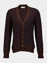 Piacenza 1733 Blue and Brown Cashmere-Silk V-Neck Cardigan