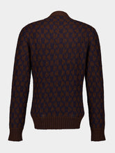 Piacenza 1733 Blue and Brown Cashmere-Silk V-Neck Cardigan