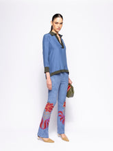 Paula Capella Dutch Blue Embroidered Suede Trousers