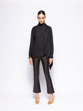 Narcissus Black Wrap Top with Collar Tie