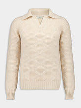Piacenza 1733 Cream Cashmere Long Sleeve V-Neck Polo