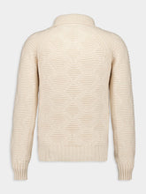 Piacenza 1733 Cream Cashmere Long Sleeve V-Neck Polo
