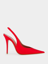 Amina Muaddi Anok 105 Red Satin Slingback Pumps