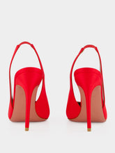 Amina Muaddi Anok 105 Red Satin Slingback Pumps