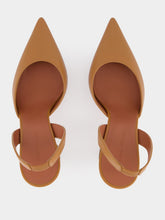 Amina Muaddi Latte Holli 95 Slingback Pumps in Nappa Leather