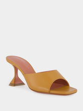 Amina Muaddi Lupita Latte Heeled Mules in Nappa