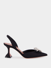 Amina Muaddi Rosie Black Satin 70 Slingback Heels