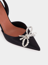 Amina Muaddi Rosie Black Satin 70 Slingback Heels
