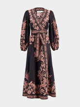 Zimmermann Black Bird Floral Waverly Wrap Dress